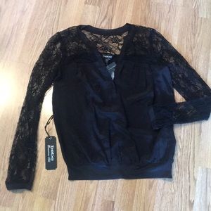 NWT Bebe black silk blouse